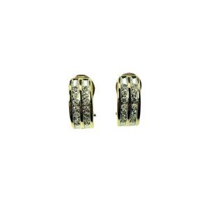 Vintage 14 Karat Yellow Gold and Diamond Earrings #15496